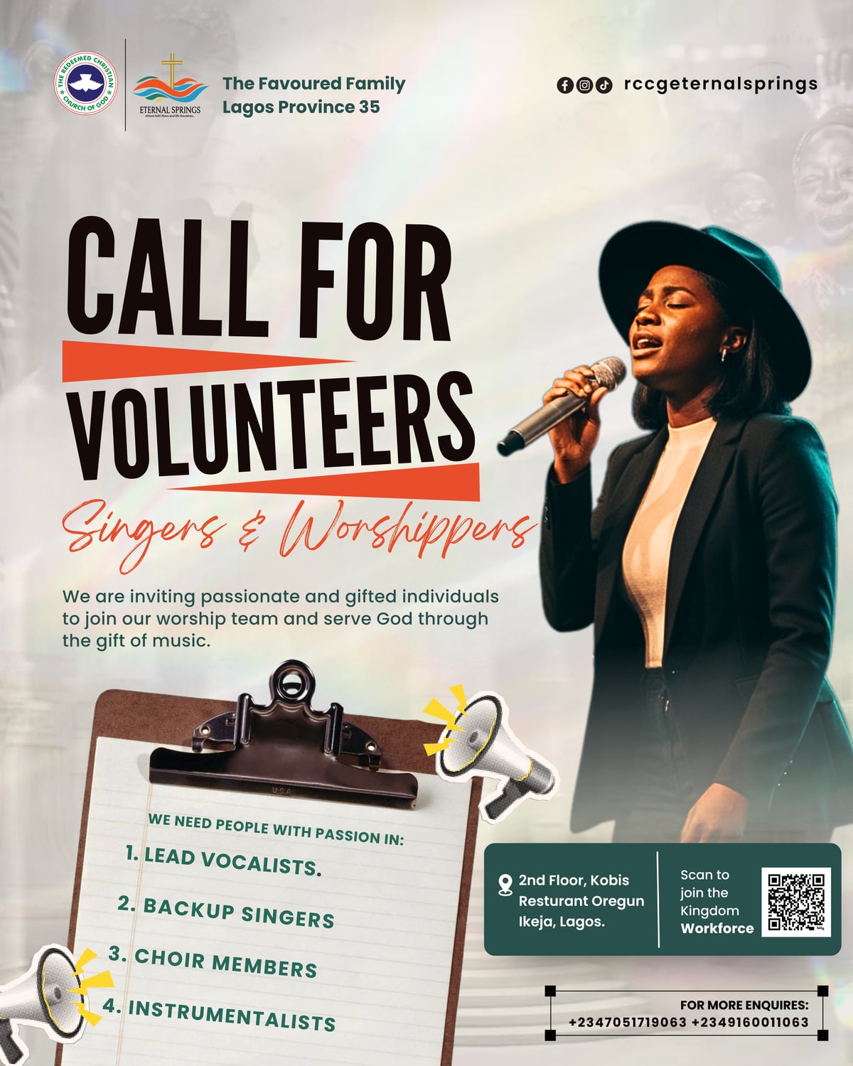 Eternal Springs · Call for Volunteers flyer